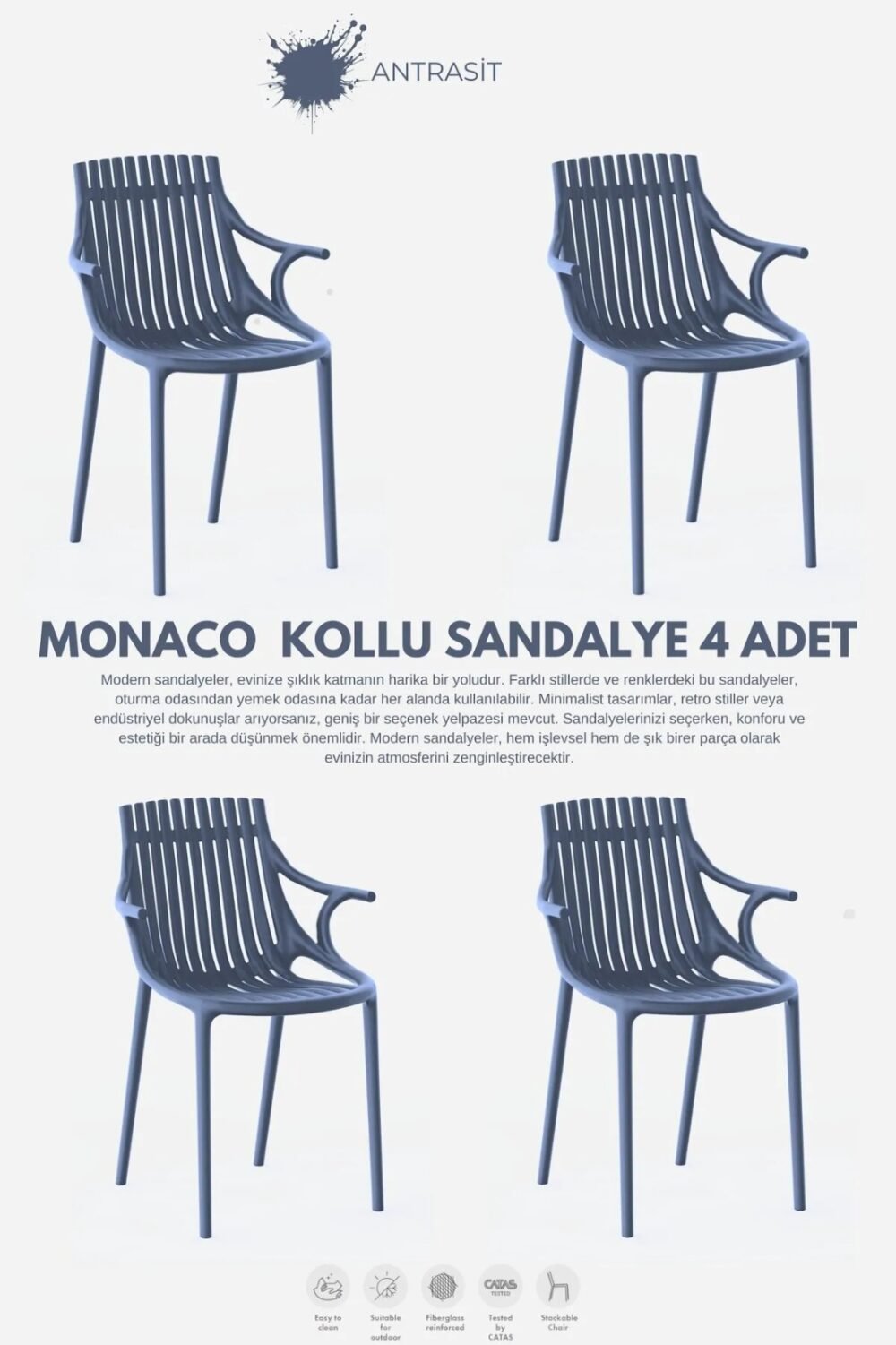 MONACO 4'LÜ SANDALYE KOLLU - Görsel 8